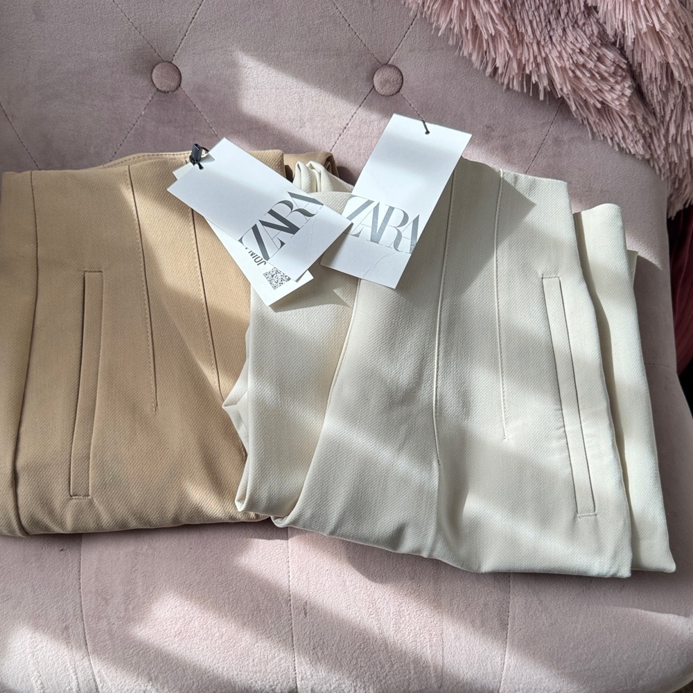 Zara Tan and Cream Trousers